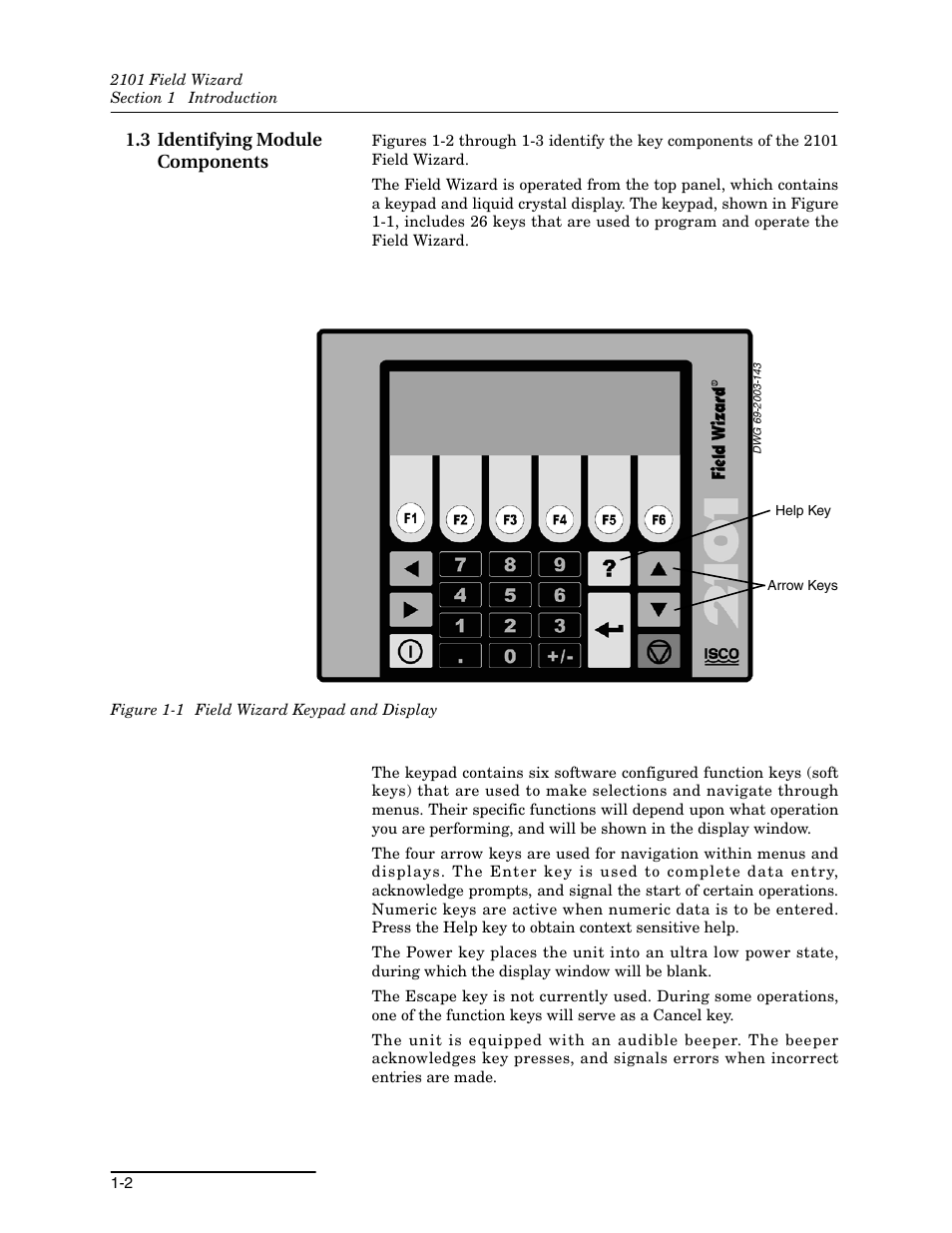 3 identifying module components, 3 identifying module components -2, 1 field wizard keypad and display -2 | Teledyne Field Wizard 2101 User Manual | Page 10 / 76