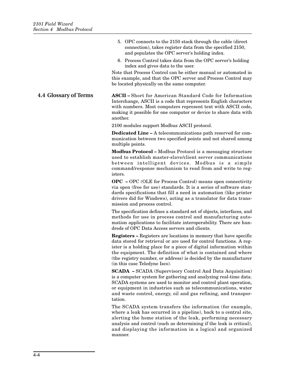 4 glossary of terms, 4 glossary of terms -4 | Teledyne Field Wizard 2101 User Manual | Page 46 / 76