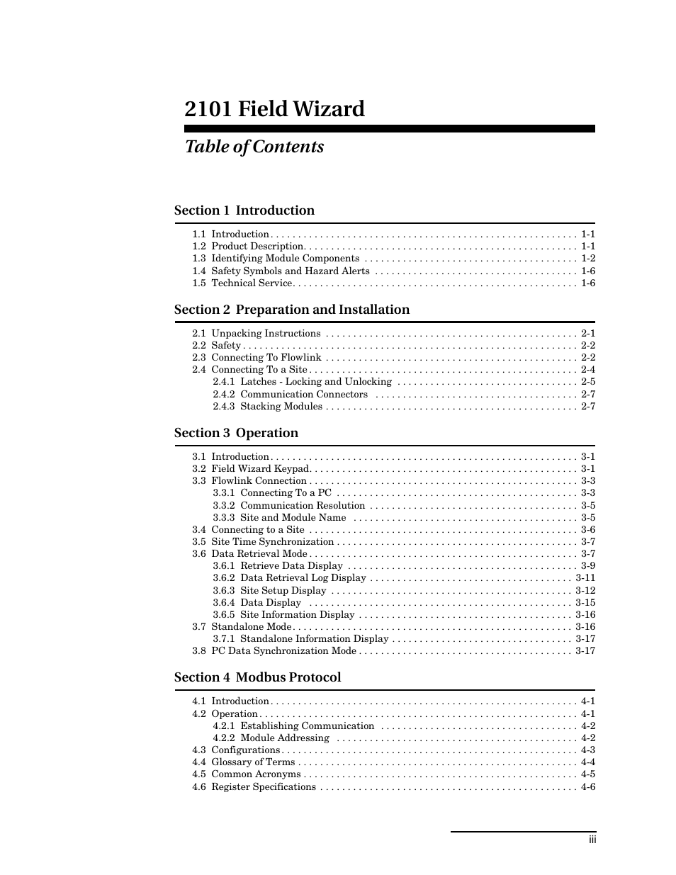 Teledyne Field Wizard 2101 User Manual | Page 5 / 76