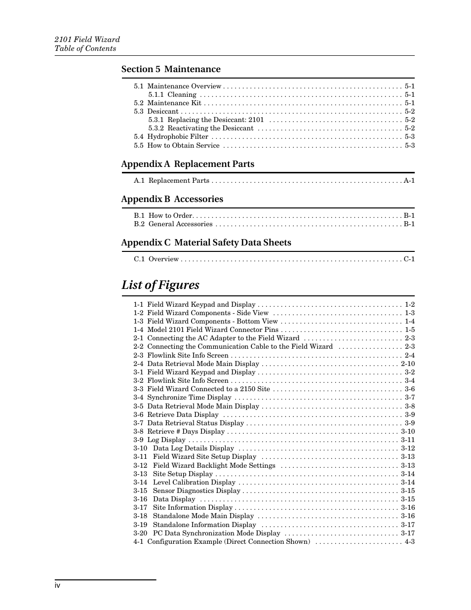 List of figures | Teledyne Field Wizard 2101 User Manual | Page 6 / 76