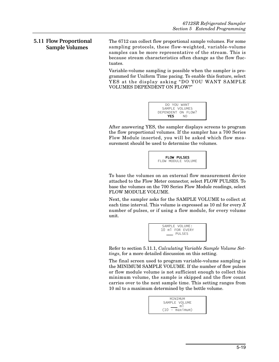 11 flow proportional sample volumes, 11 flow proportional sample volumes -19 | Teledyne 6712SR User Manual | Page 107 / 224