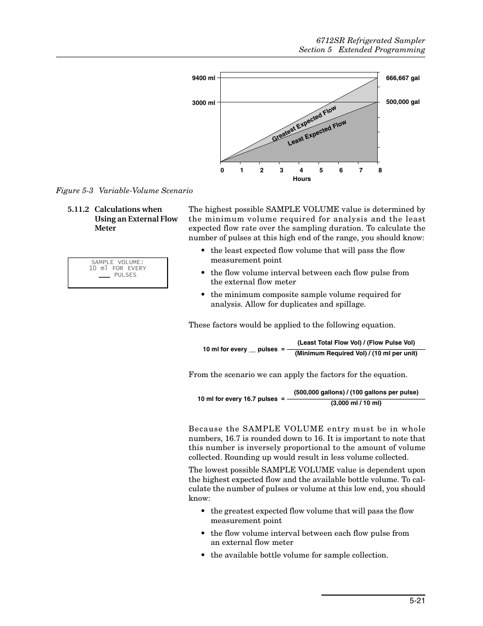 2 calculations when using an external flow meter, 3 variable-volume scenario -21 | Teledyne 6712SR User Manual | Page 109 / 224