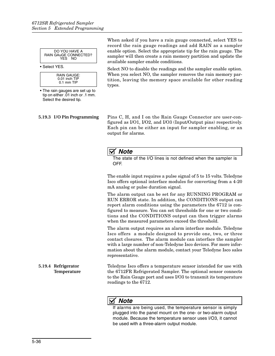 3 i/o pin programming, 4 refrigerator temperature | Teledyne 6712SR User Manual | Page 124 / 224