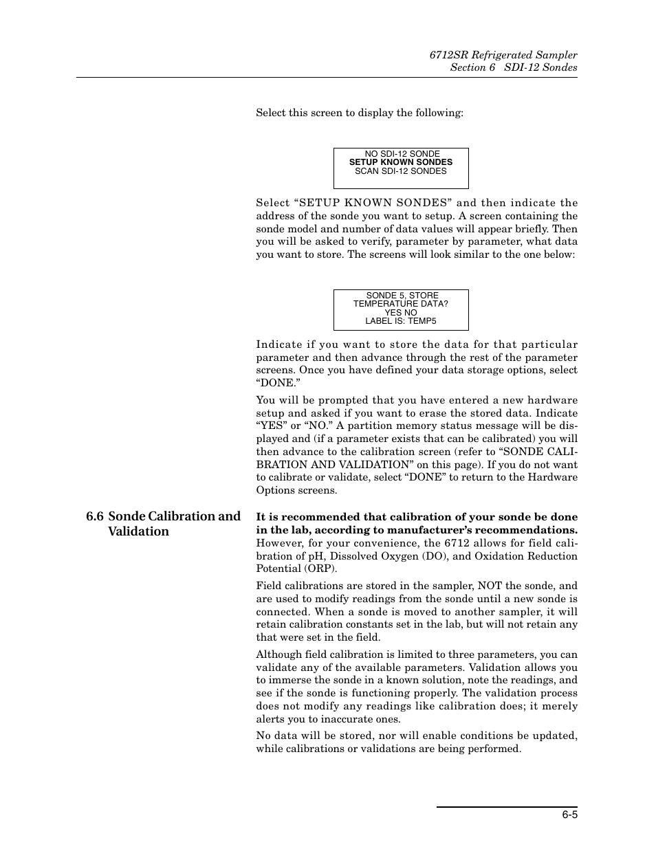 6 sonde calibration and validation, 6 sonde calibration and validation -5 | Teledyne 6712SR User Manual | Page 137 / 224