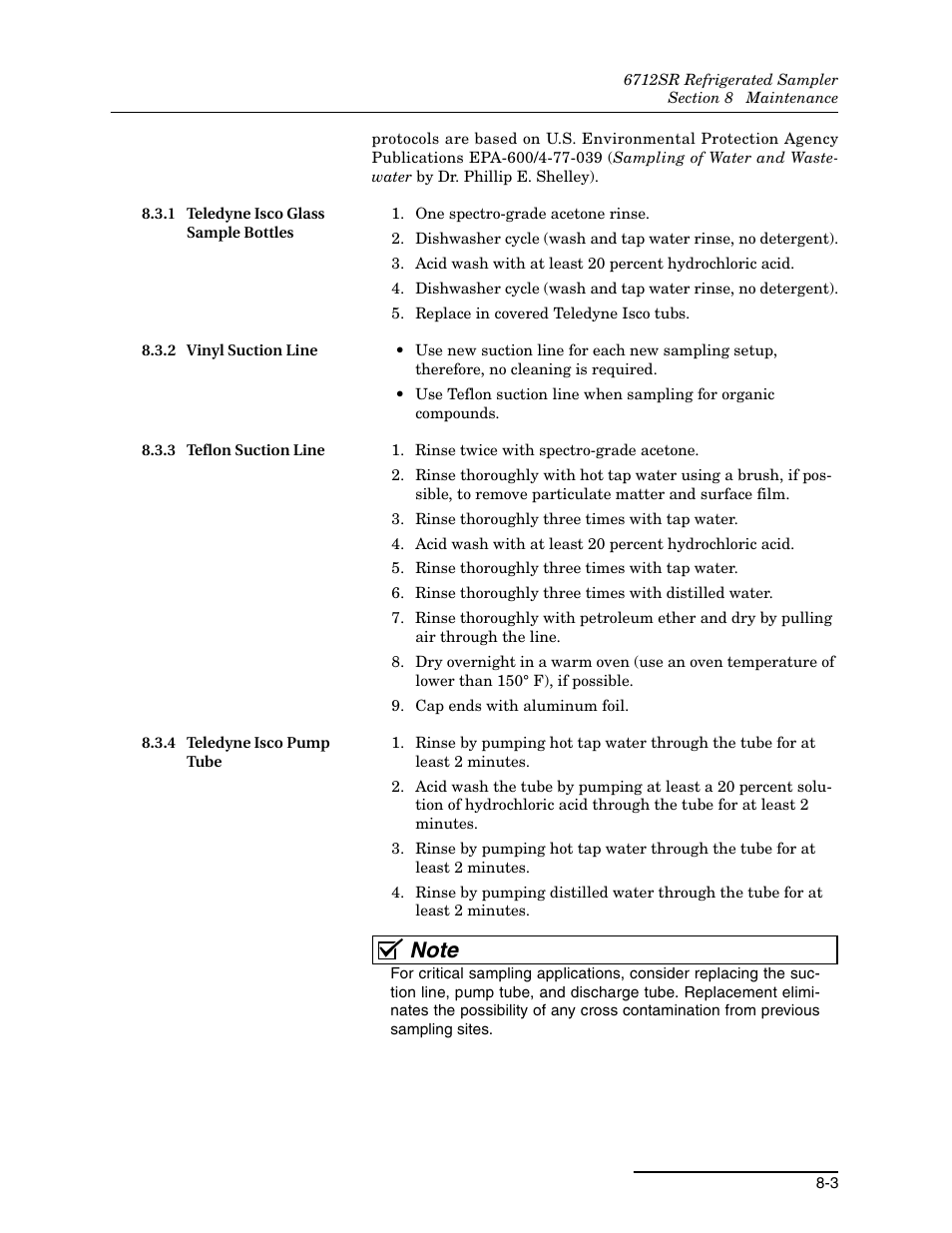 1 teledyne isco glass sample bottles, 2 vinyl suction line, 3 teflon suction line | 4 teledyne isco pump tube | Teledyne 6712SR User Manual | Page 151 / 224