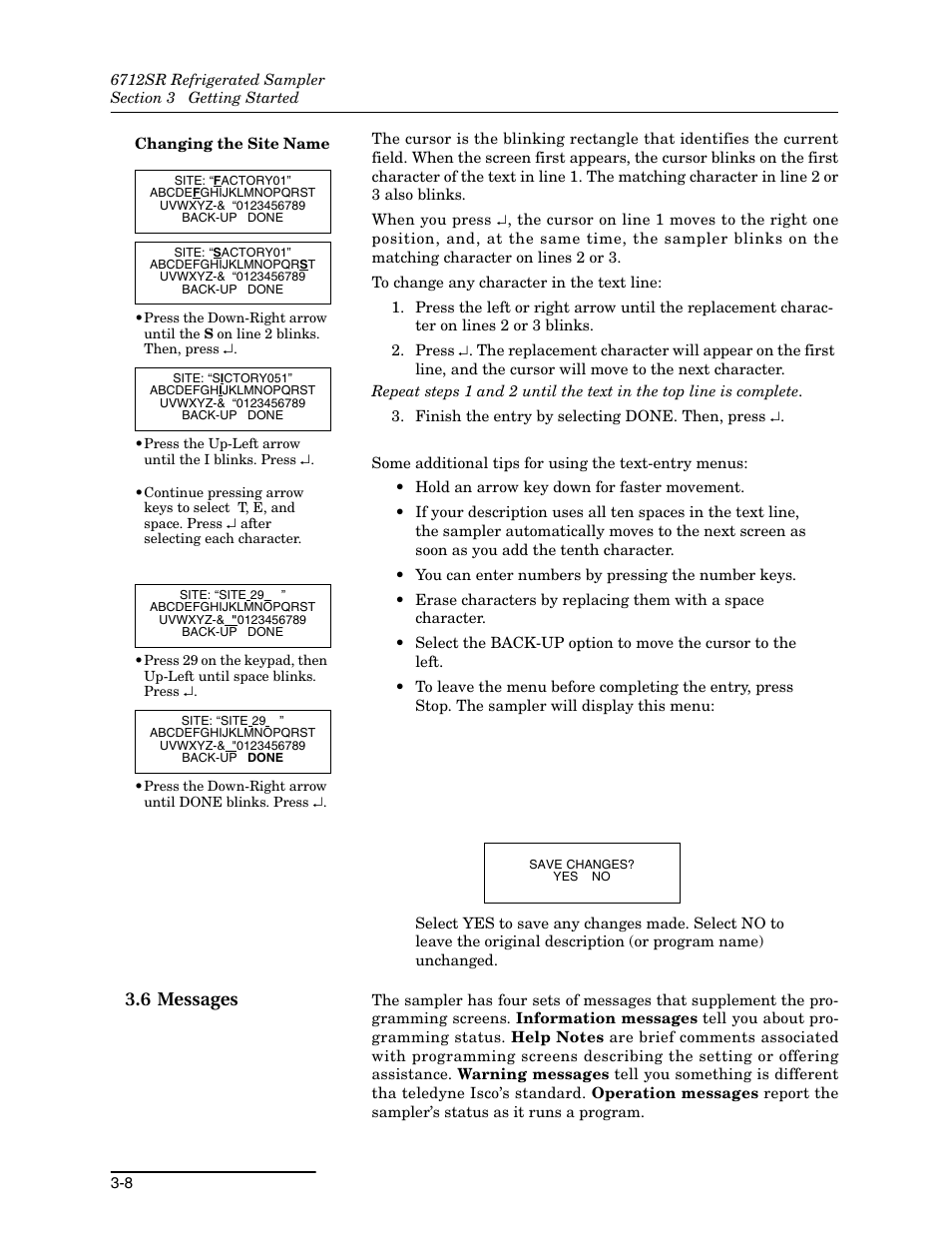 6 messages, 6 messages -8 | Teledyne 6712SR User Manual | Page 50 / 224