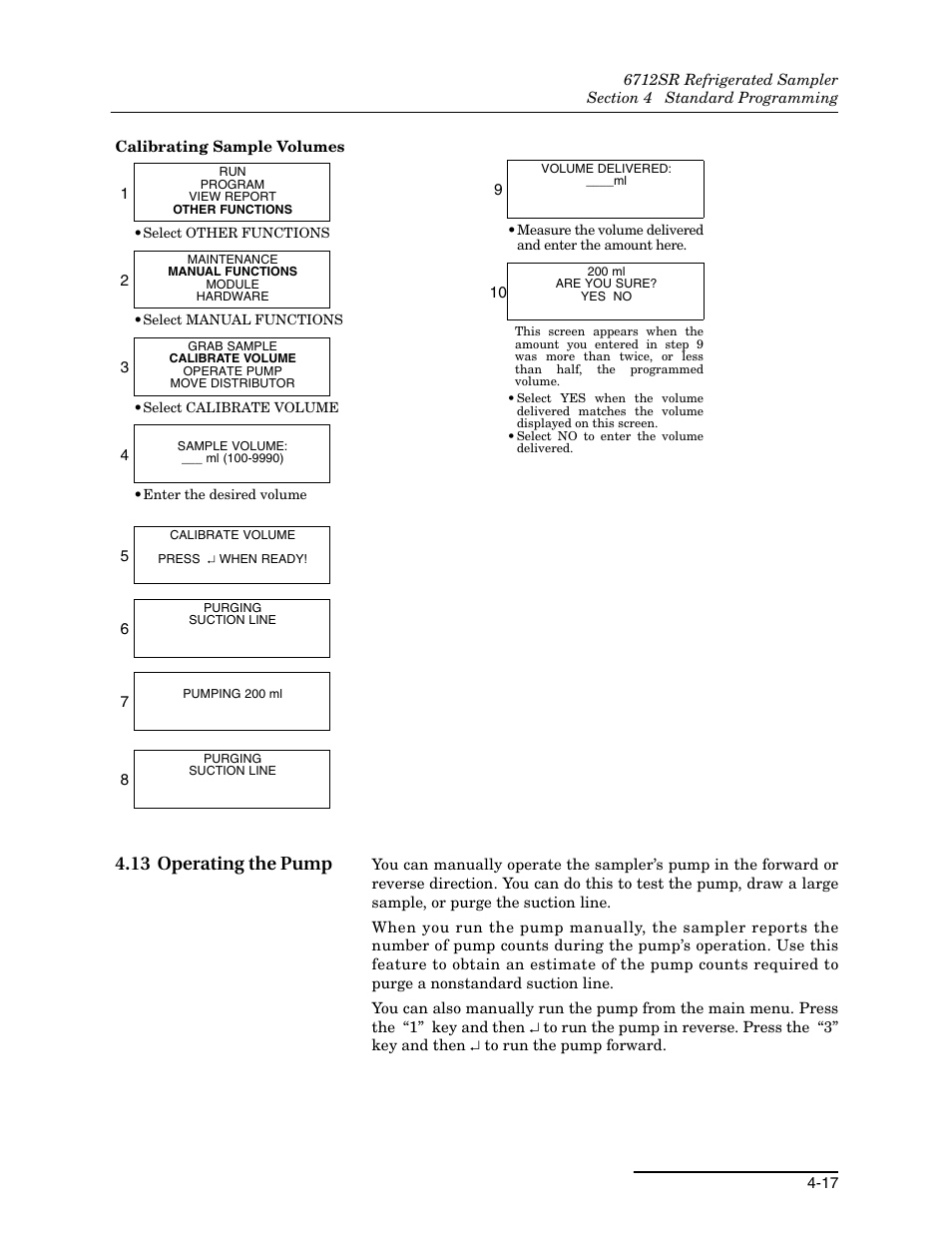 13 operating the pump, 13 operating the pump -17 | Teledyne 6712SR User Manual | Page 71 / 224