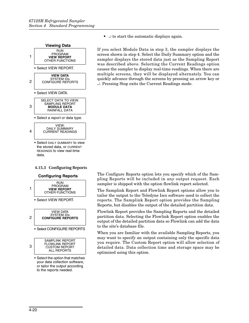 3 configuring reports, 3 configuring reports -20 | Teledyne 6712SR User Manual | Page 74 / 224