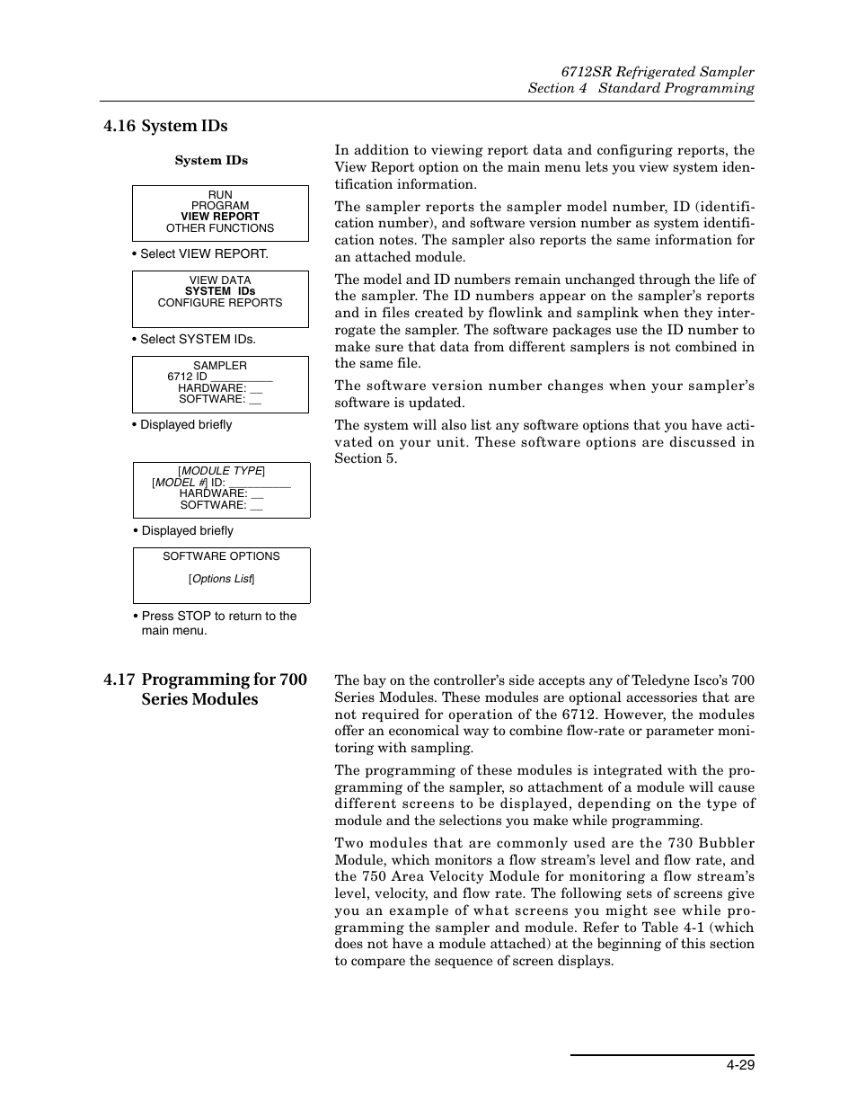 16 system ids, 17 programming for 700 series modules | Teledyne 6712SR User Manual | Page 83 / 224