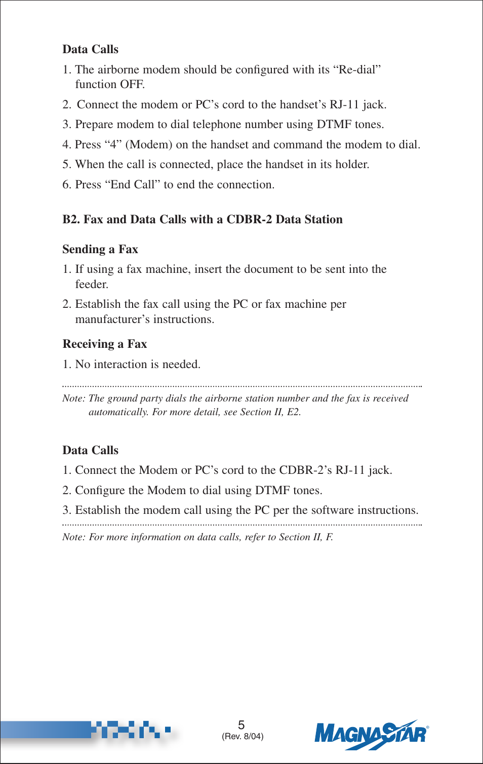 Fax and data calls with a cdbr-2 data station | Teledyne C-2000 User Manual | Page 12 / 100