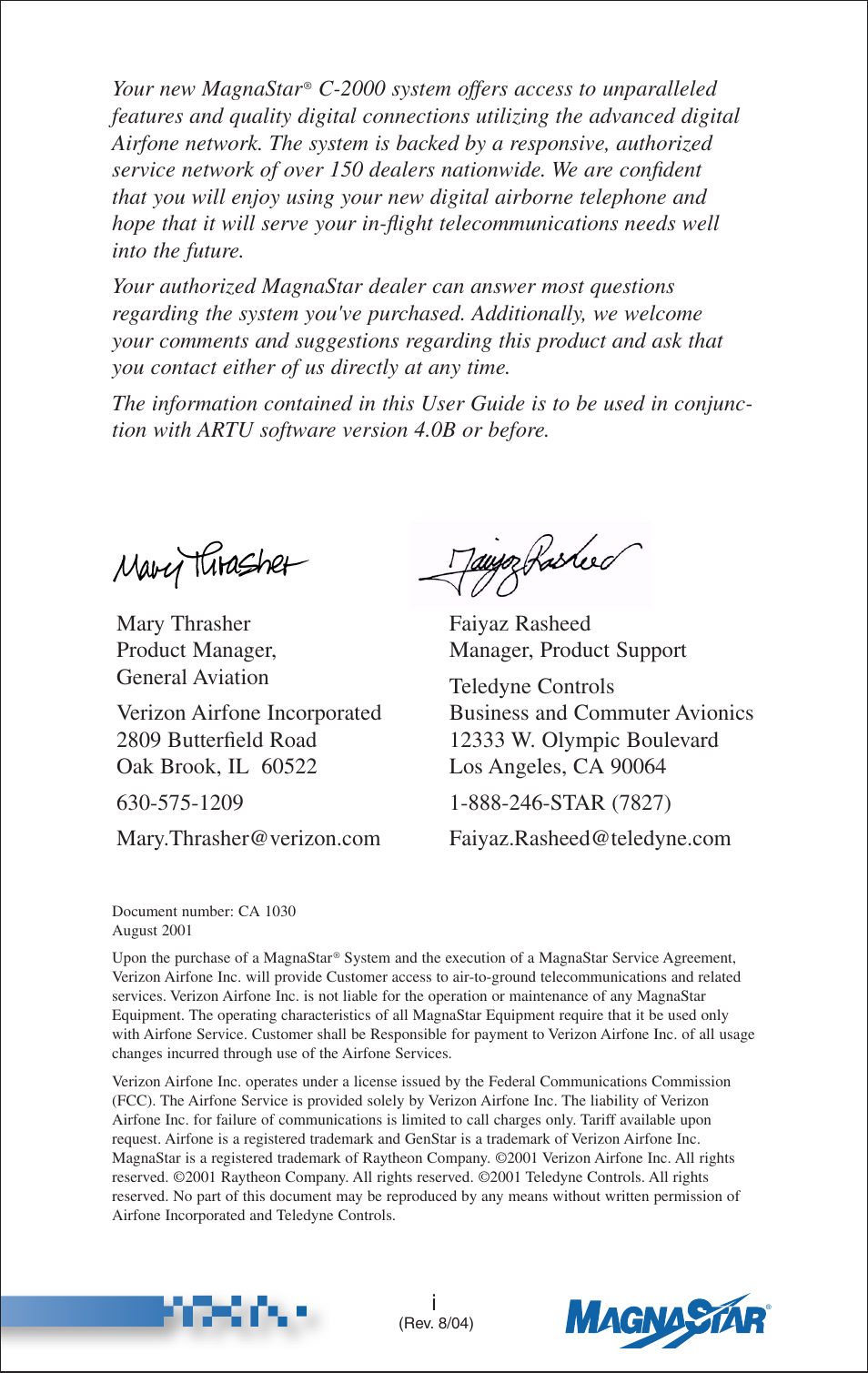 Your new magnastar | Teledyne C-2000 User Manual | Page 2 / 100