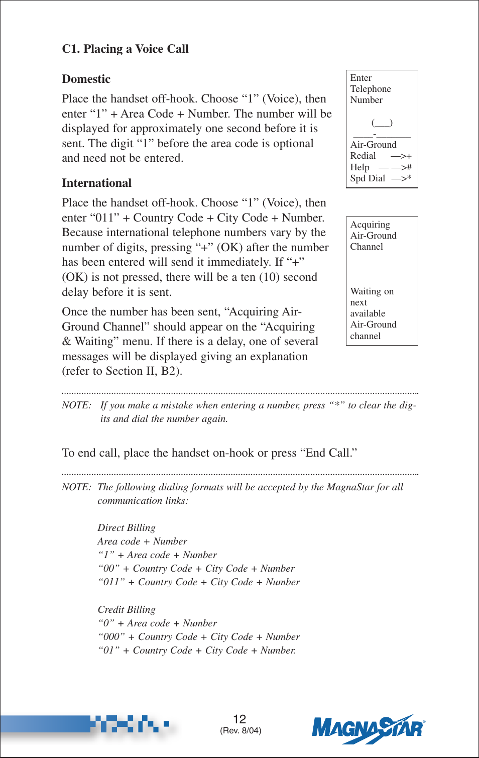 Placing a voice call | Teledyne C-2000 User Manual | Page 21 / 100