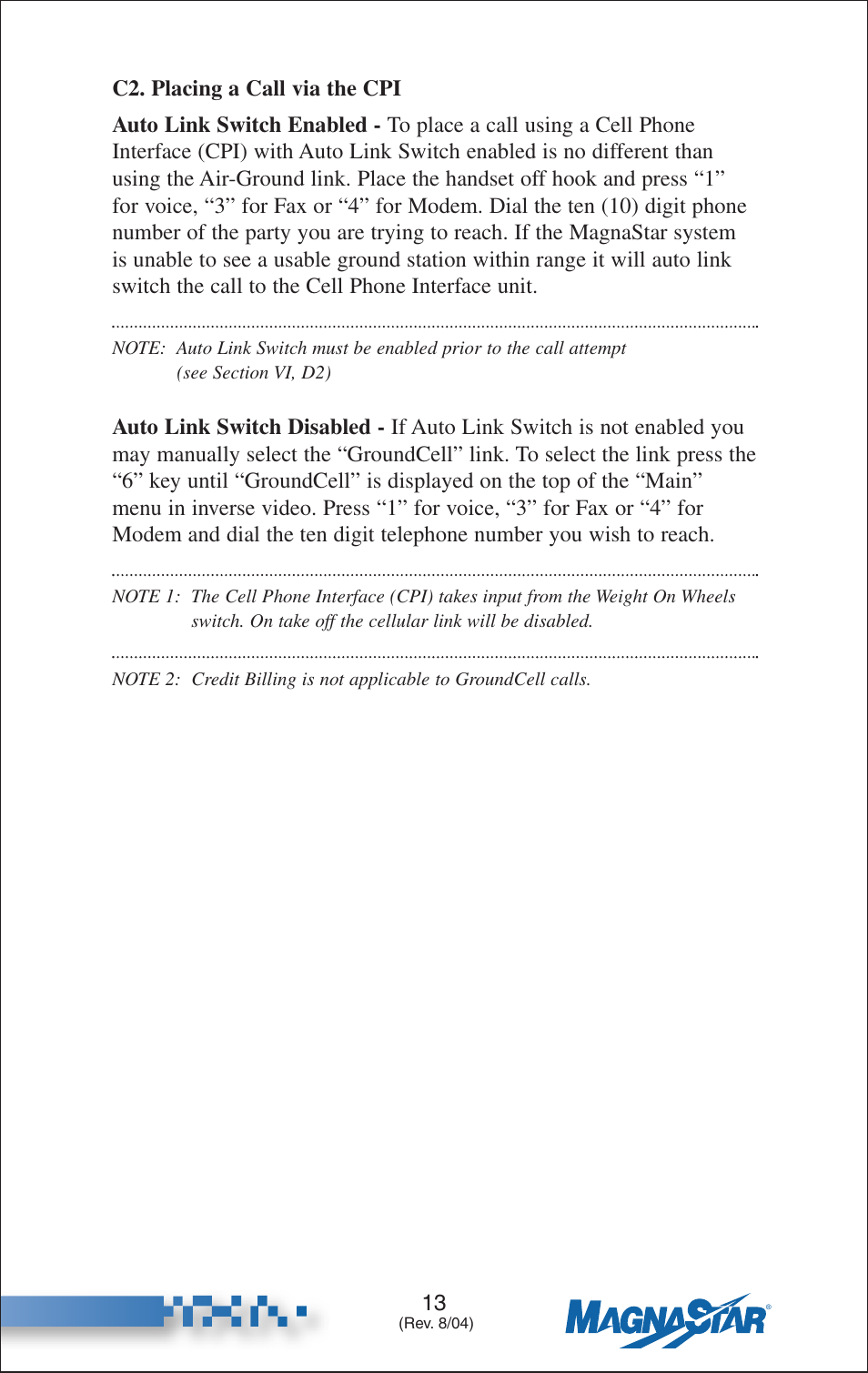 Placing a call via the cpi | Teledyne C-2000 User Manual | Page 22 / 100