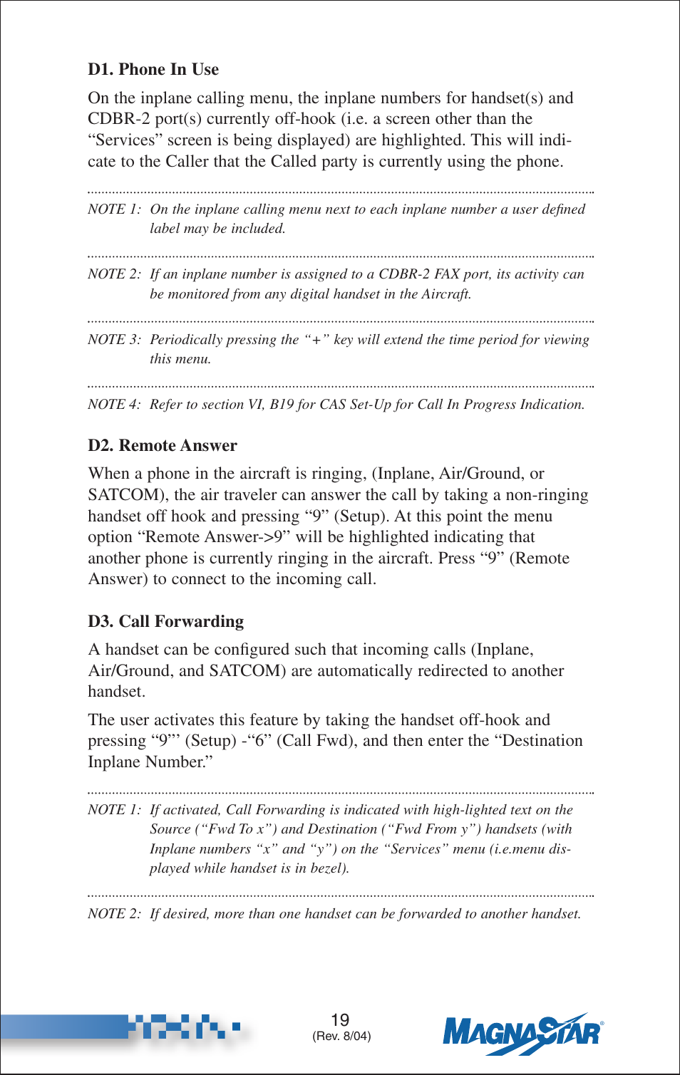 Phone in use, Remote answer, Call forwarding | Teledyne C-2000 User Manual | Page 28 / 100