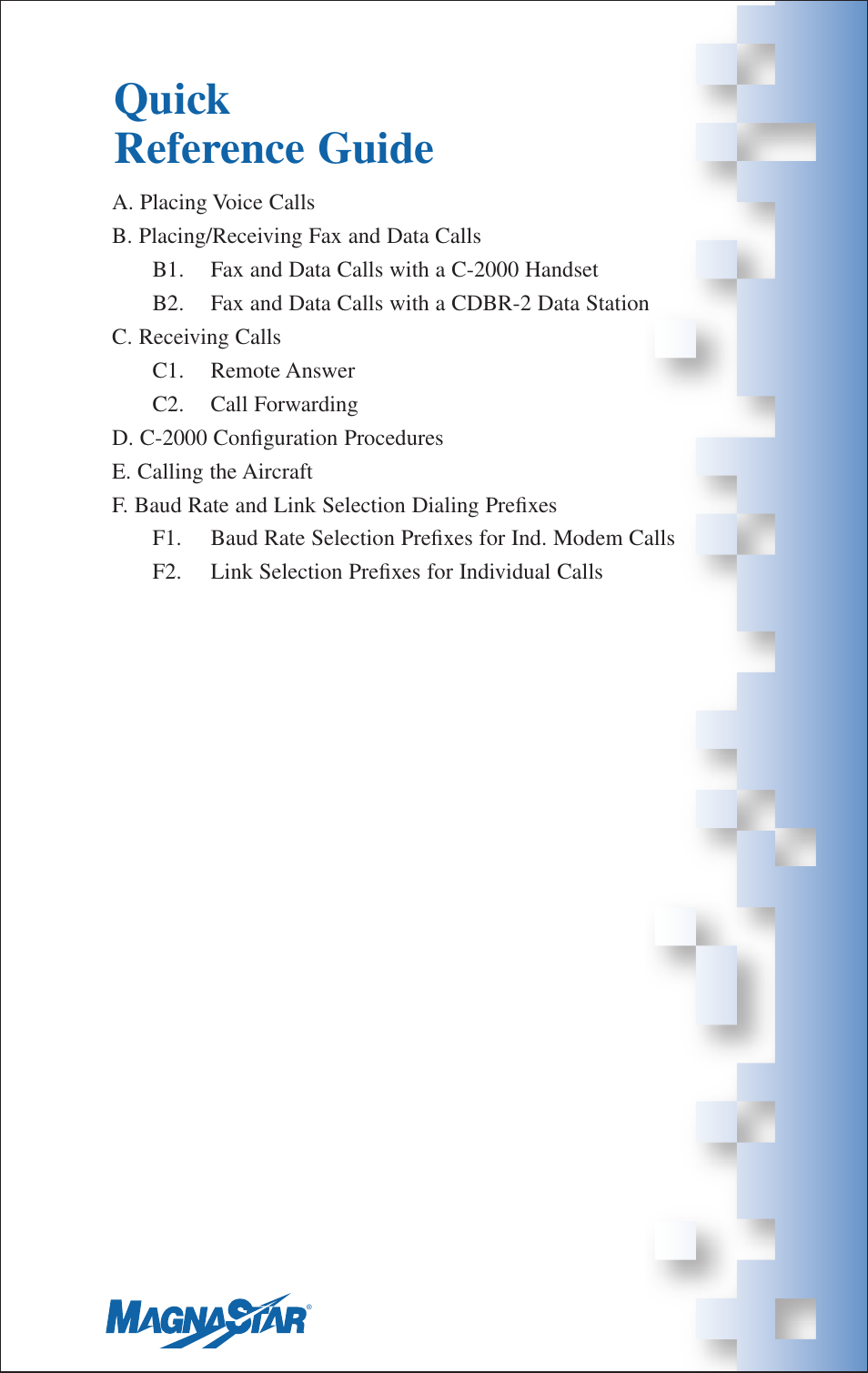 Quick reference guide, I. quick reference guide | Teledyne C-2000 User Manual | Page 7 / 100