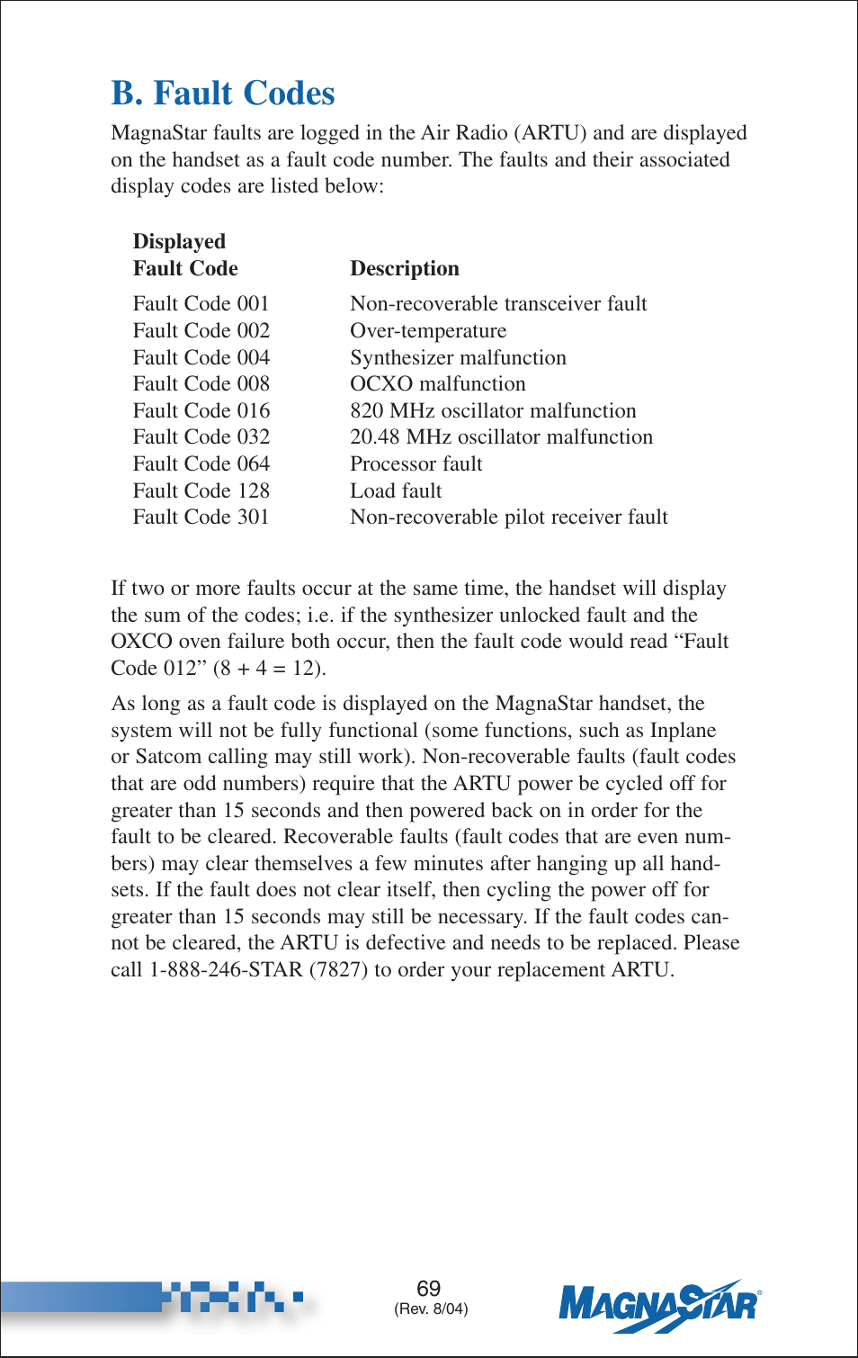 B. fault codes | Teledyne C-2000 User Manual | Page 87 / 100