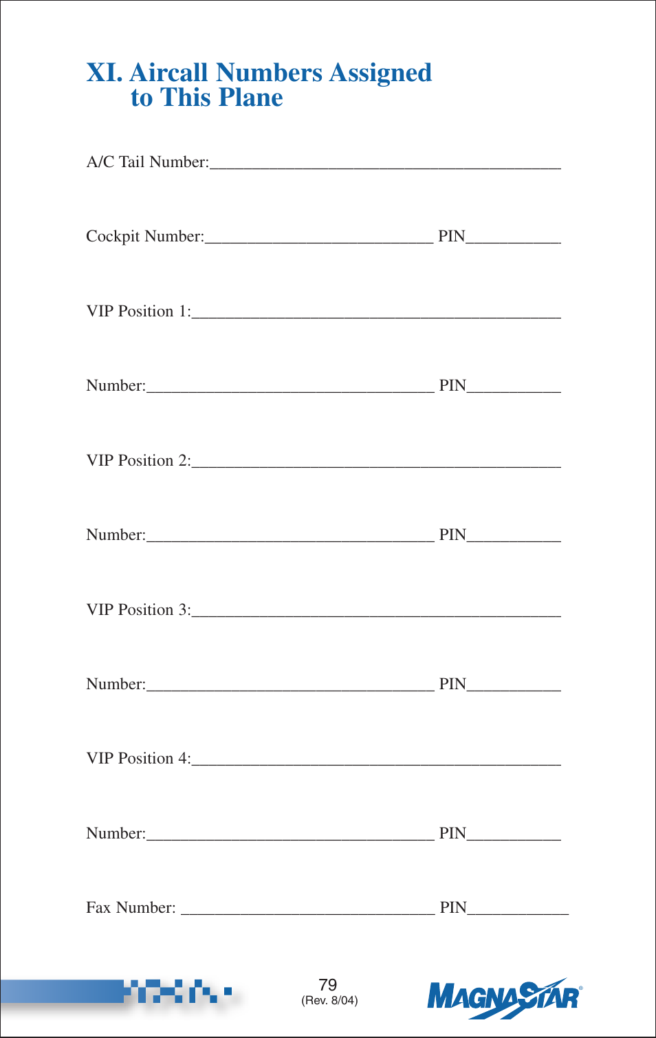 Xi. aircall numbers assigned to this plane | Teledyne C-2000 User Manual | Page 98 / 100
