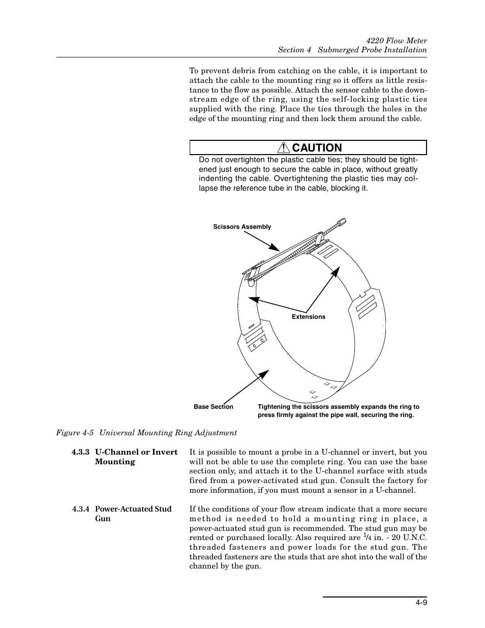 3 u-channel or invert mounting, 4 power-actuated stud gun, 4 power-actuated stud gun -9 | 5 universal mounting ring adjustment -9, Caution | Teledyne 4220 User Manual | Page 103 / 198