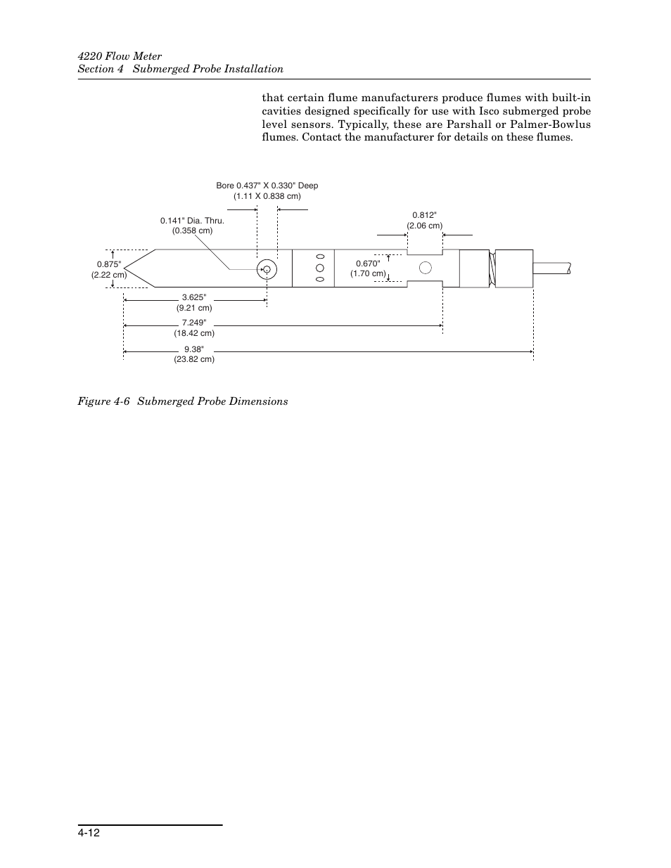 6 submerged probe dimensions -12 | Teledyne 4220 User Manual | Page 106 / 198