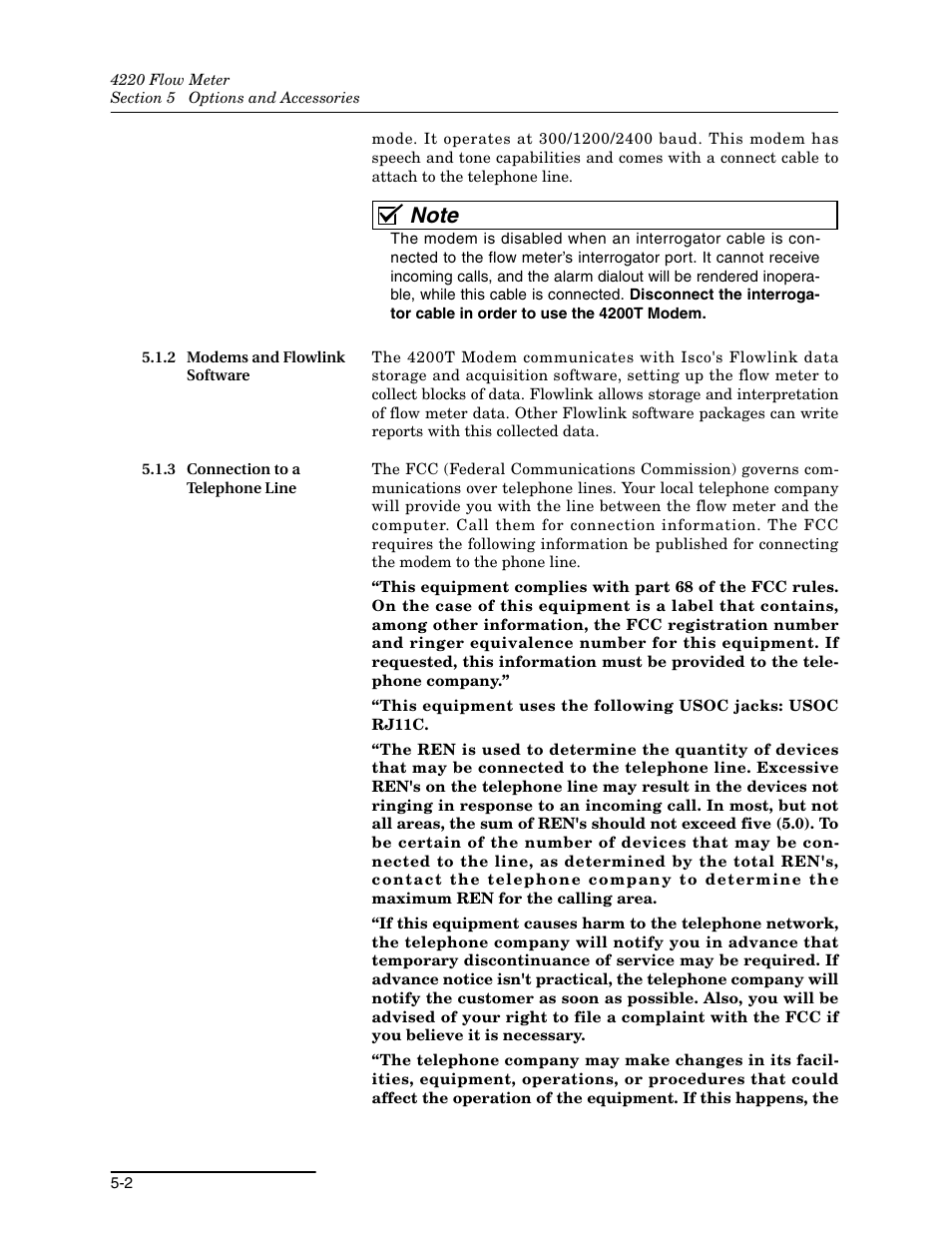 2 modems and flowlink software, 3 connection to a telephone line | Teledyne 4220 User Manual | Page 110 / 198