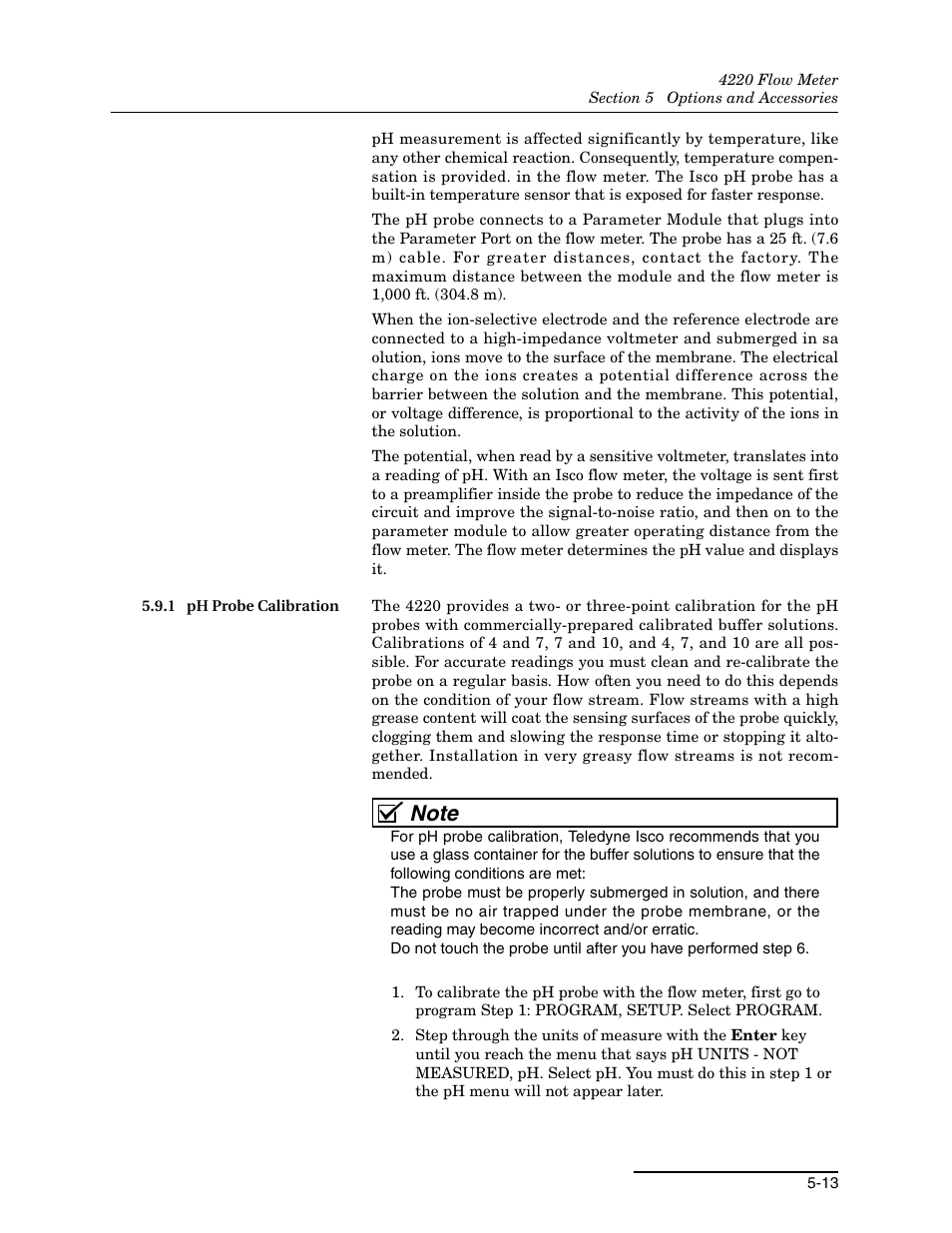 1 ph probe calibration, 1 ph probe calibration -13 | Teledyne 4220 User Manual | Page 121 / 198