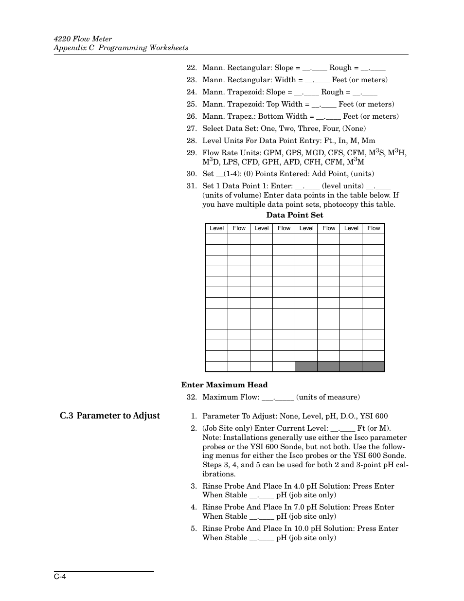 C.3 parameter to adjust | Teledyne 4220 User Manual | Page 168 / 198