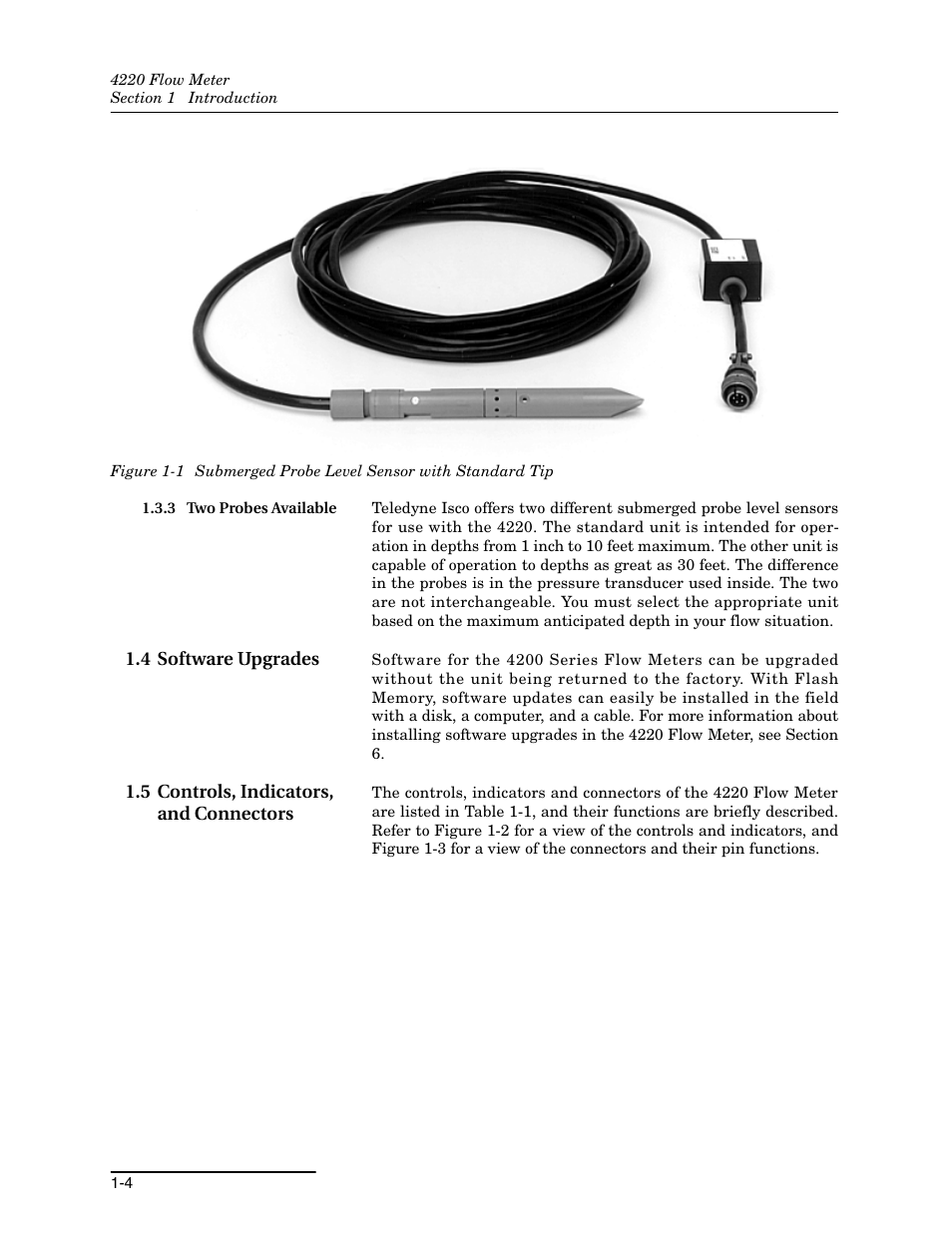 3 two probes available, 4 software upgrades, 5 controls, indicators, and connectors | 3 two probes available -4 | Teledyne 4220 User Manual | Page 18 / 198