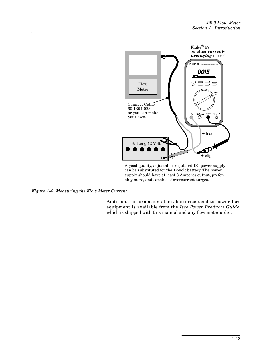 4 measuring the flow meter current -13, 00i5 | Teledyne 4220 User Manual | Page 27 / 198