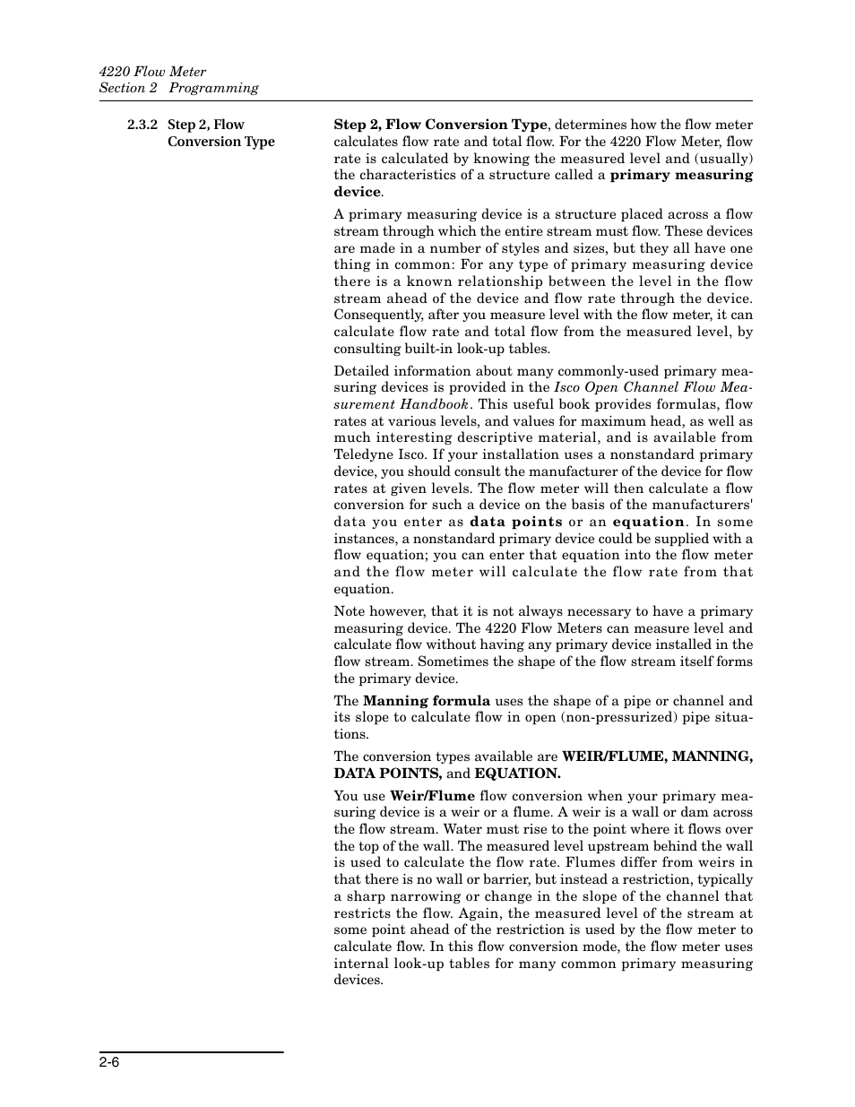2 step 2, flow conversion type, 2 step 2, flow conversion type -6 | Teledyne 4220 User Manual | Page 34 / 198
