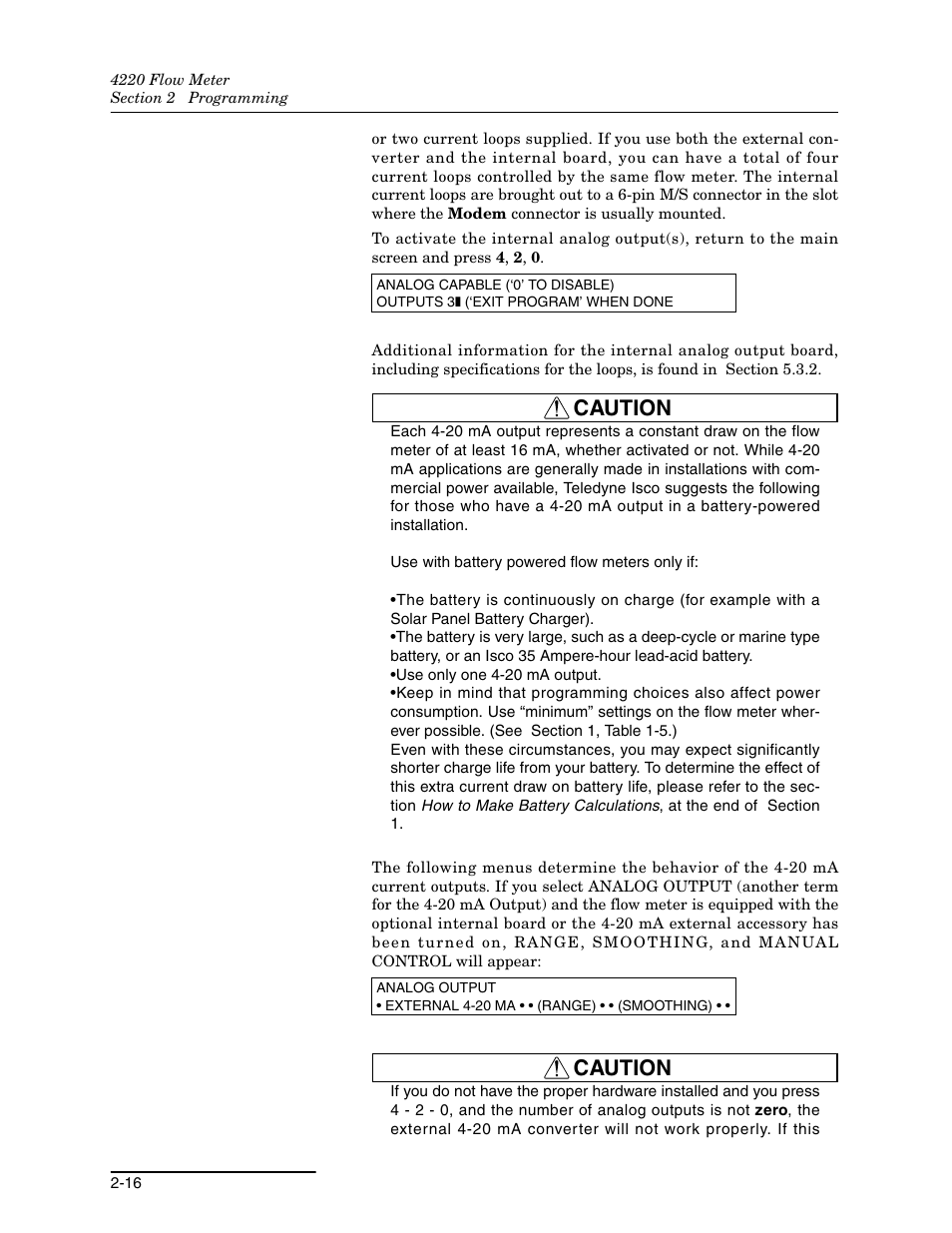 Caution | Teledyne 4220 User Manual | Page 44 / 198