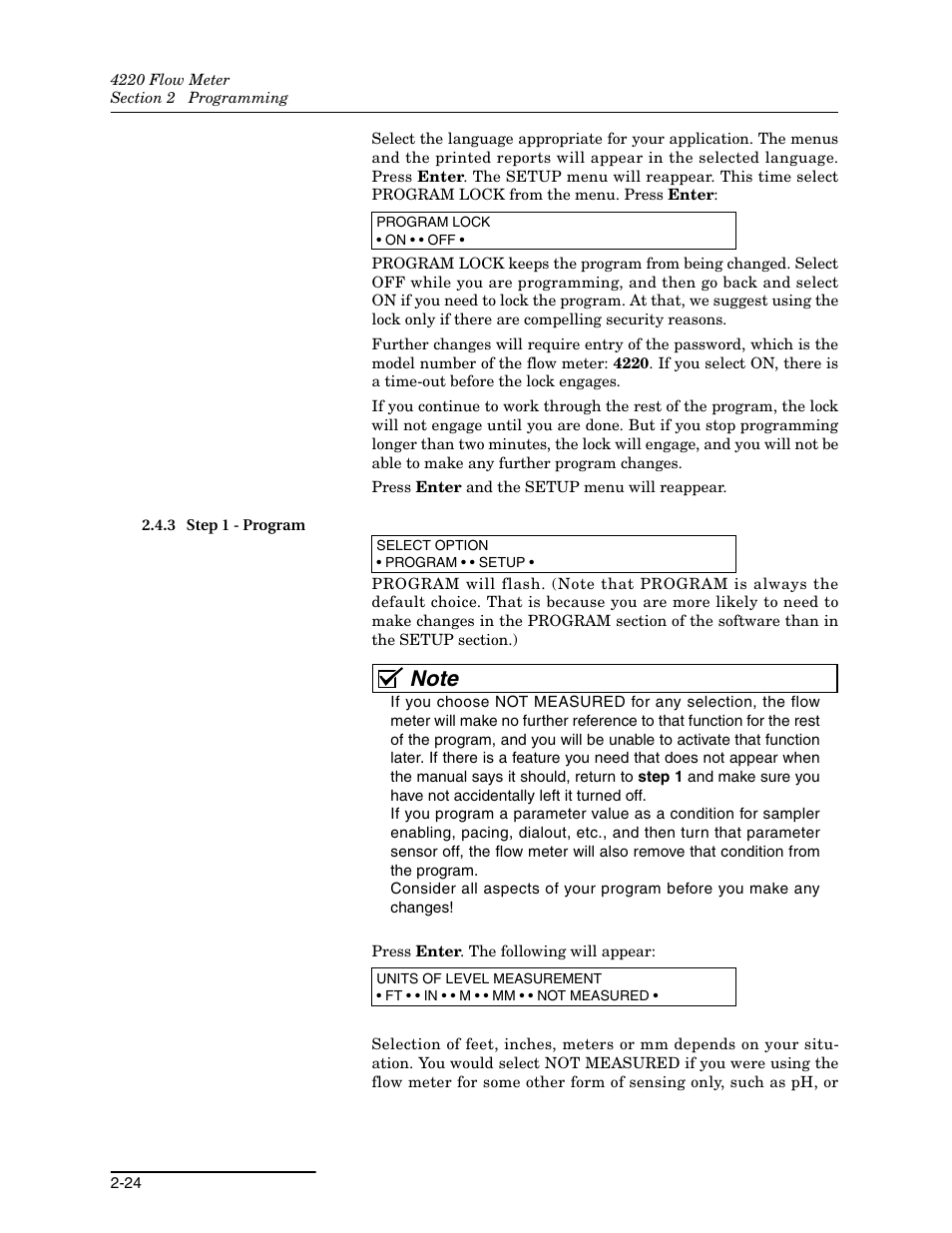 3 step 1 - program, 3 step 1 - program -24 | Teledyne 4220 User Manual | Page 52 / 198