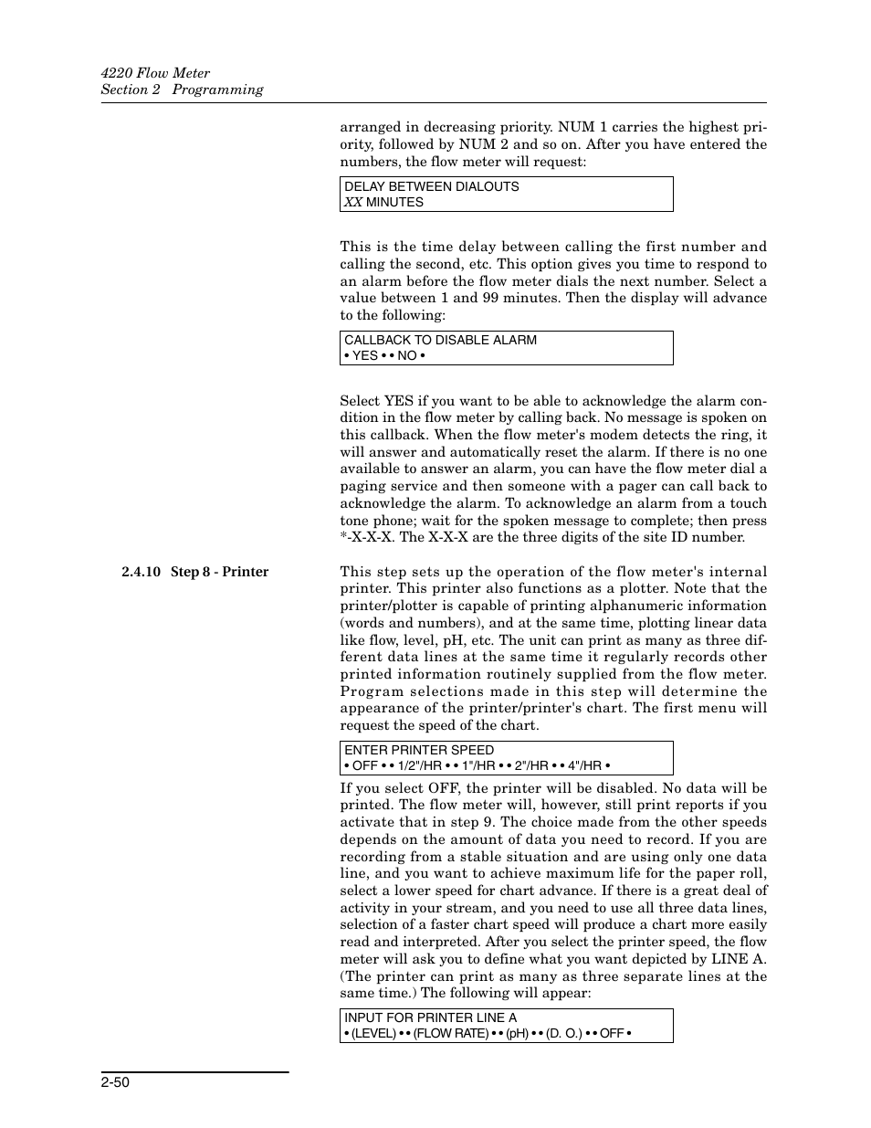10 step 8 - printer, 10 step 8 - printer -50 | Teledyne 4220 User Manual | Page 78 / 198