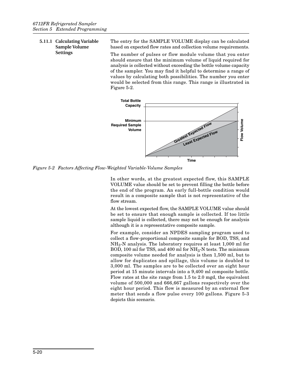 1 calculating variable sample volume settings, 1 calculating variable sample volume settings -20 | Teledyne Refrigerated Sampler 6712FR User Manual | Page 108 / 244