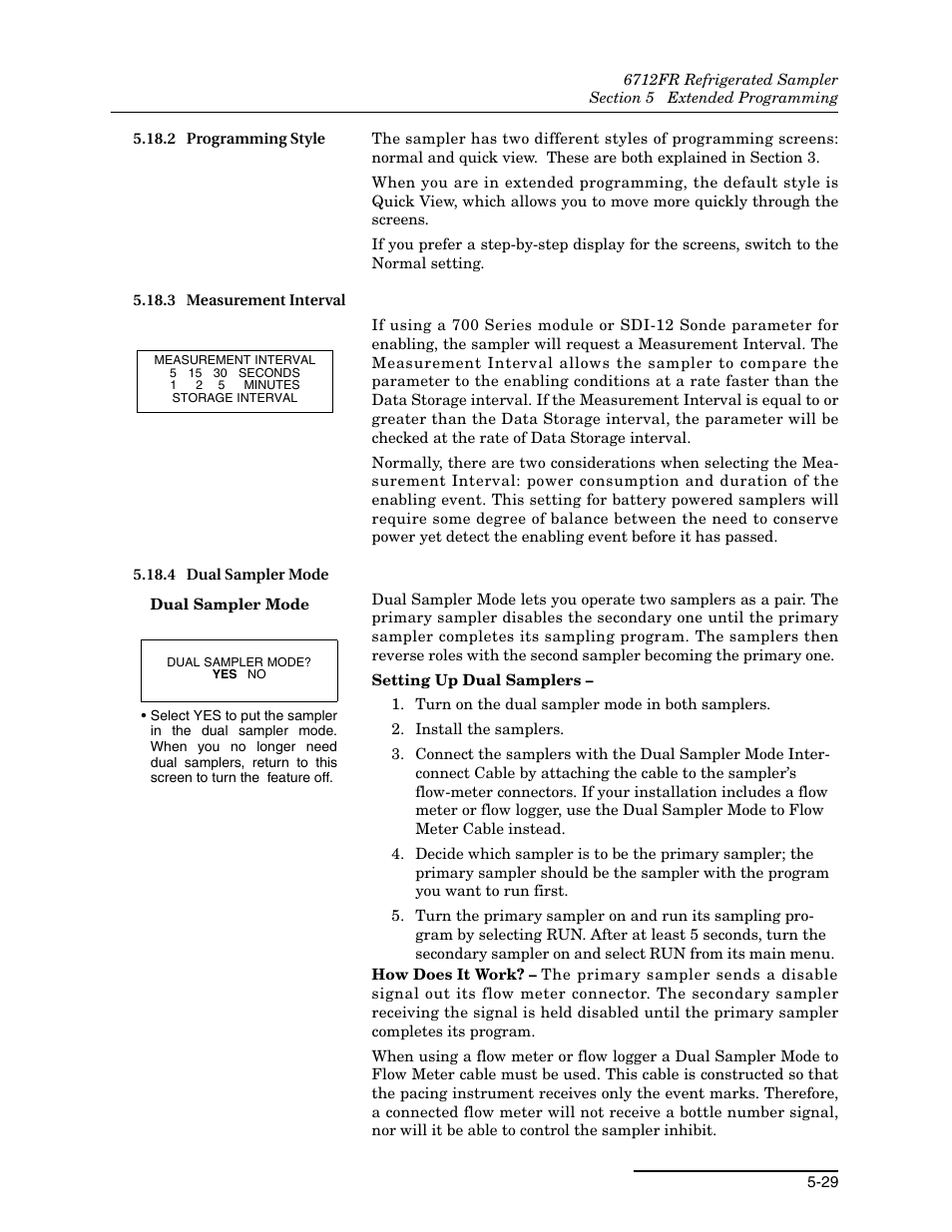 2 programming style, 3 measurement interval, 4 dual sampler mode | Teledyne Refrigerated Sampler 6712FR User Manual | Page 117 / 244