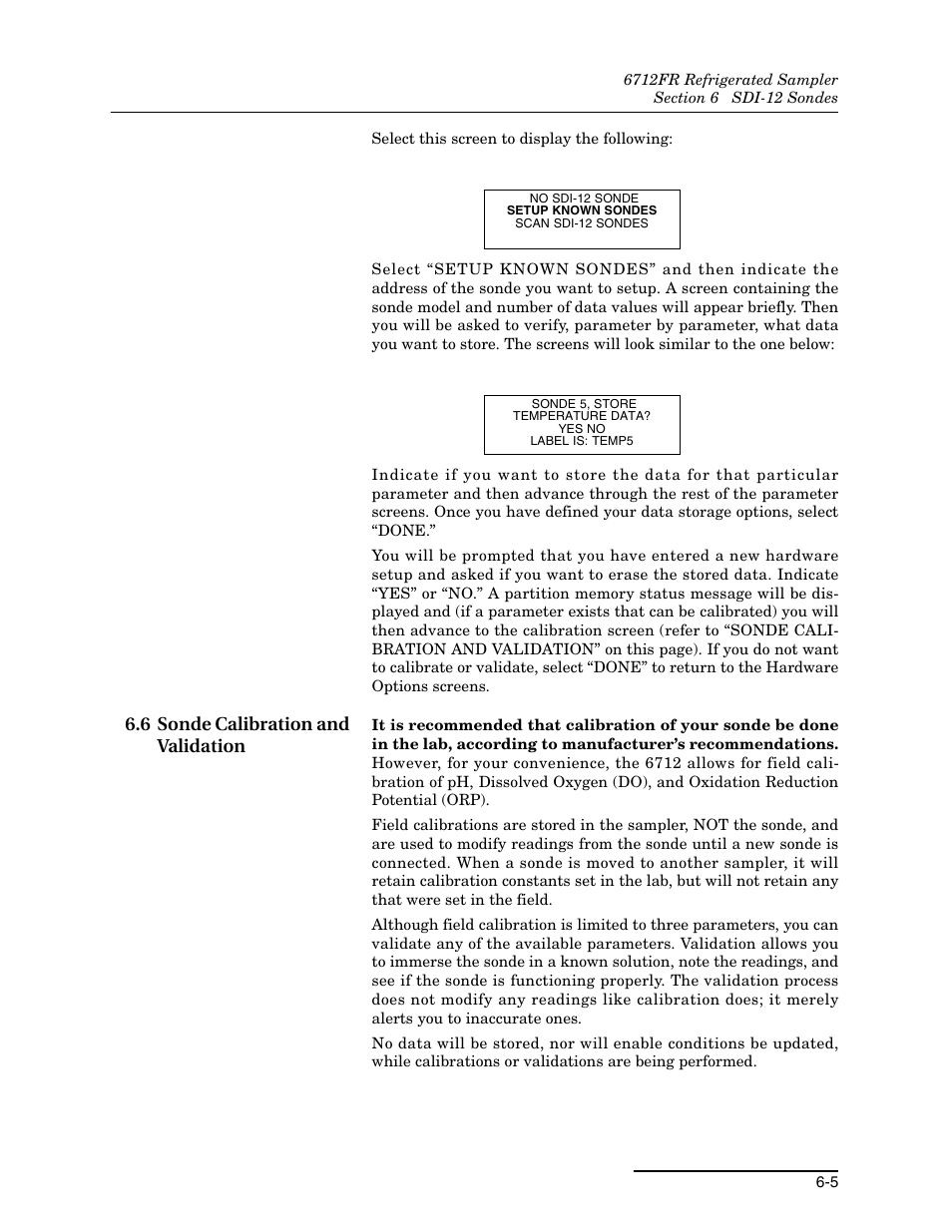 6 sonde calibration and validation, 6 sonde calibration and validation -5 | Teledyne Refrigerated Sampler 6712FR User Manual | Page 139 / 244