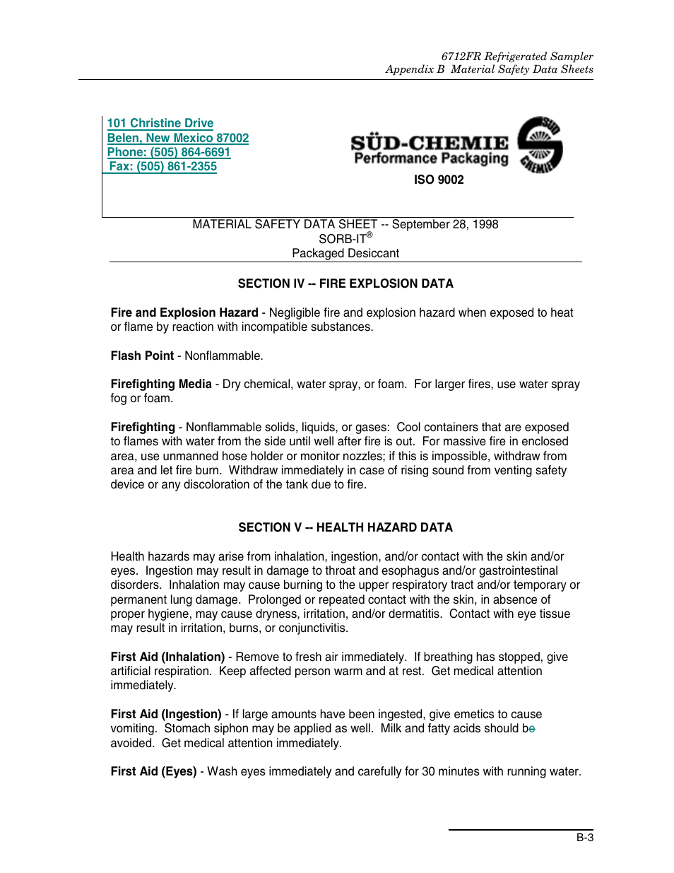 Teledyne Refrigerated Sampler 6712FR User Manual | Page 201 / 244