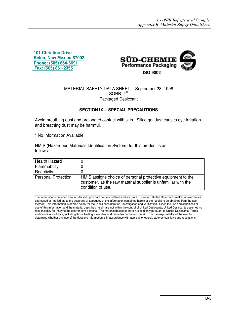 Teledyne Refrigerated Sampler 6712FR User Manual | Page 203 / 244