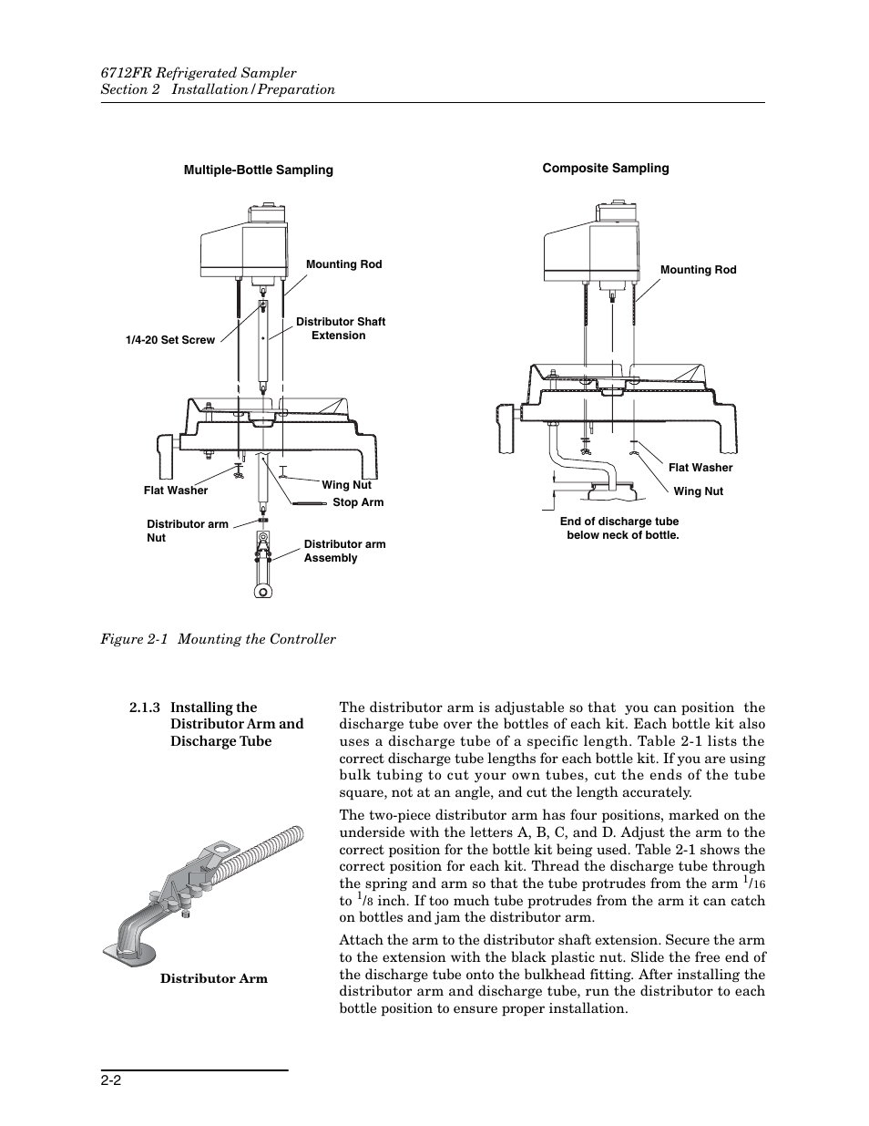 1 mounting the controller -2 | Teledyne Refrigerated Sampler 6712FR User Manual | Page 32 / 244