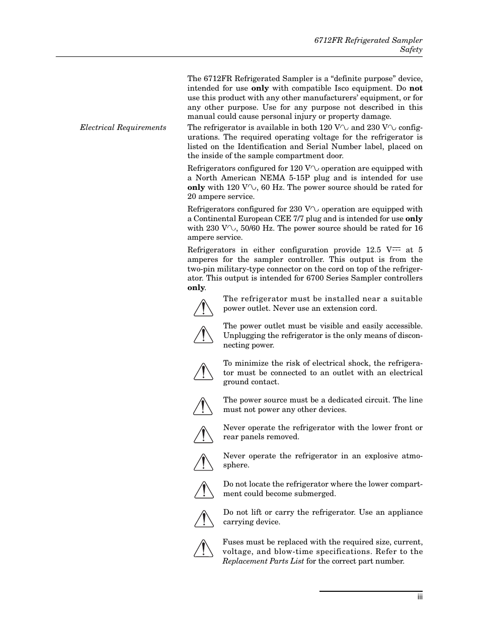 Safety | Teledyne Refrigerated Sampler 6712FR User Manual | Page 5 / 244