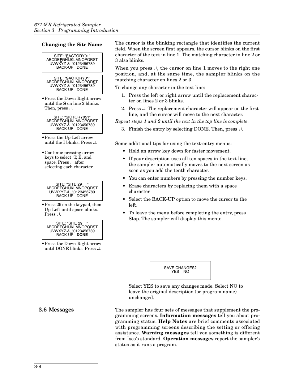 6 messages, 6 messages -8 | Teledyne Refrigerated Sampler 6712FR User Manual | Page 52 / 244