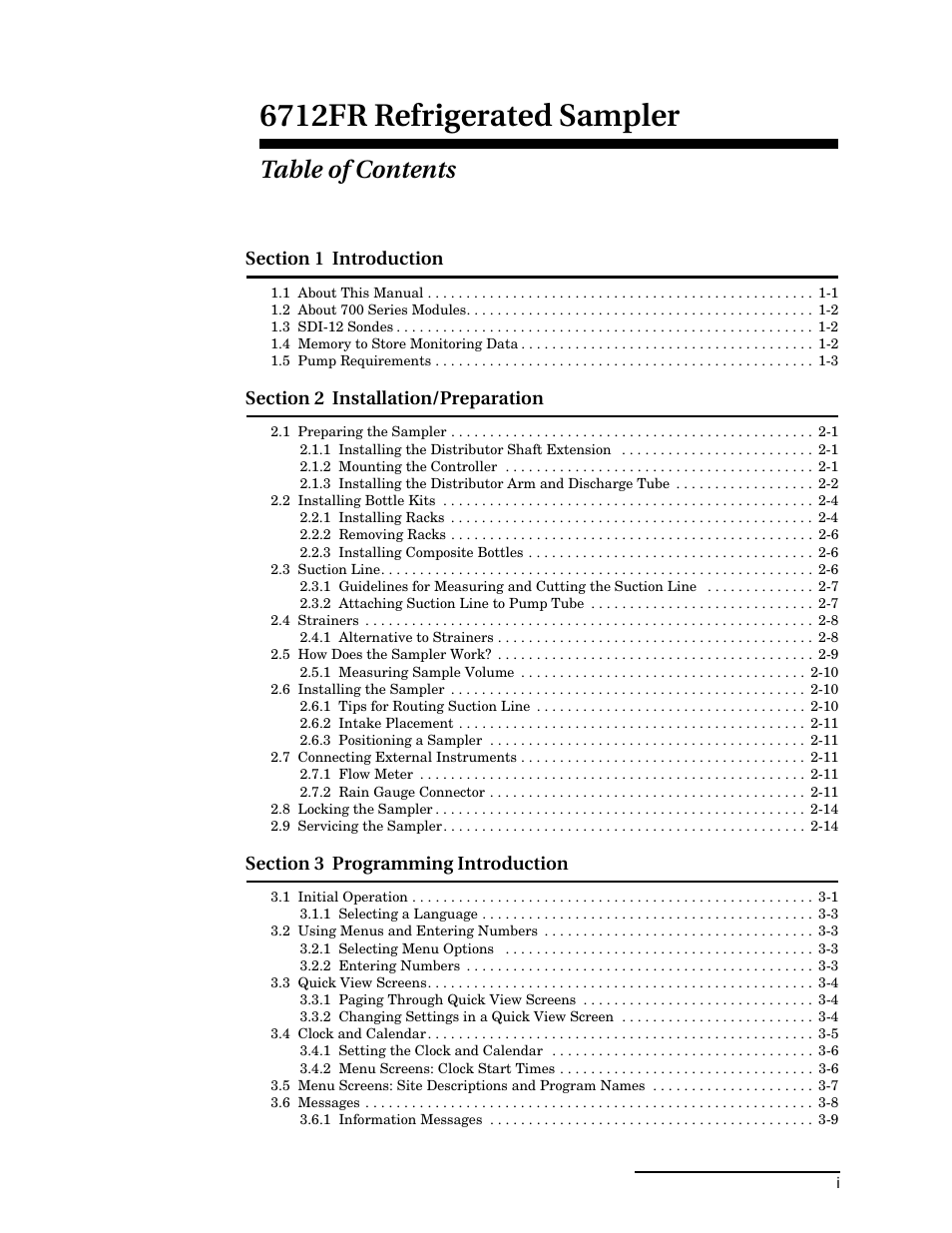 Teledyne Refrigerated Sampler 6712FR User Manual | Page 9 / 244