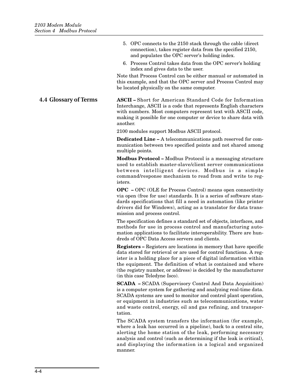 4 glossary of terms, 4 glossary of terms -4 | Teledyne 2103 User Manual | Page 30 / 68