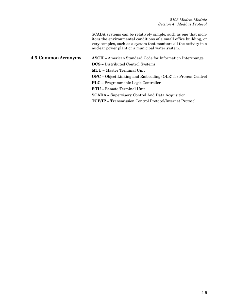 5 common acronyms, 5 common acronyms -5, Through 4.5 give a | D 4.5 | Teledyne 2103 User Manual | Page 31 / 68
