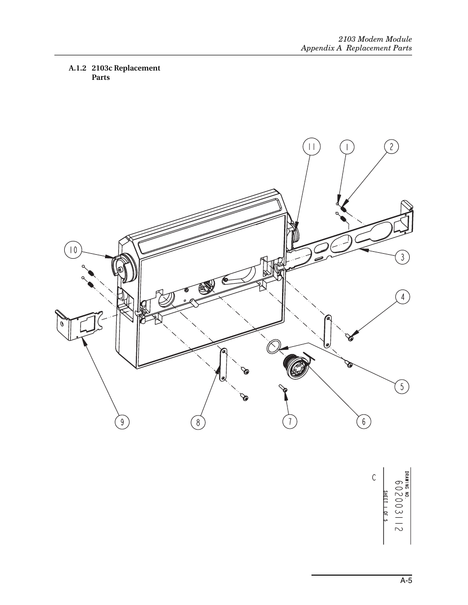 A.1.2 2103c replacement parts | Teledyne 2103 User Manual | Page 45 / 68