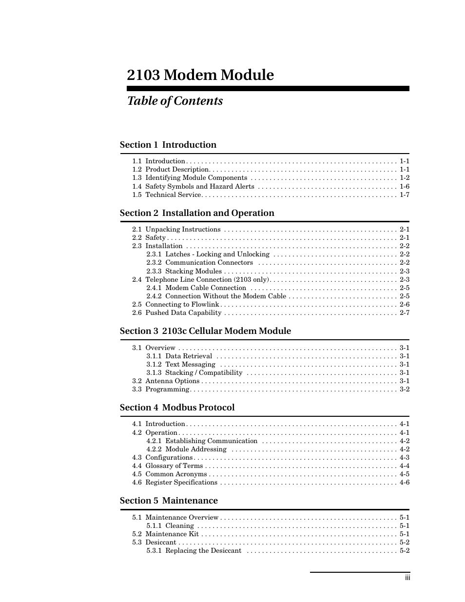 Teledyne 2103 User Manual | Page 5 / 68