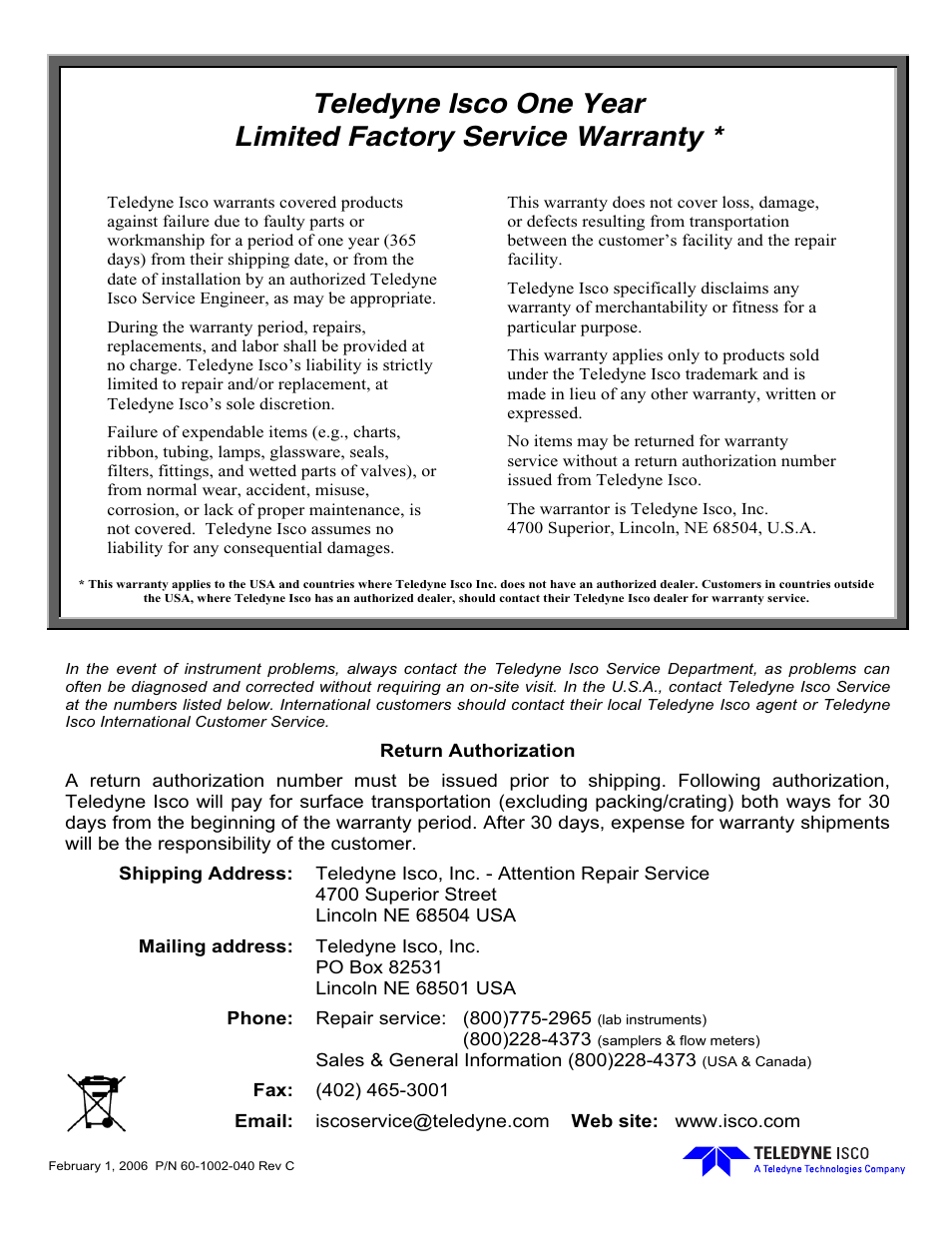 Teledyne 2103 User Manual | Page 67 / 68