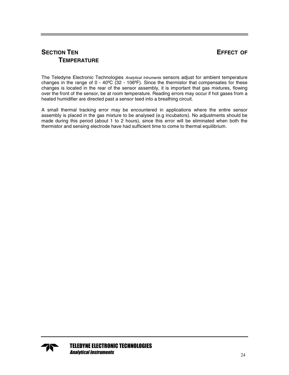 Section ten effect of temperature | Teledyne TED 191 User Manual | Page 24 / 30