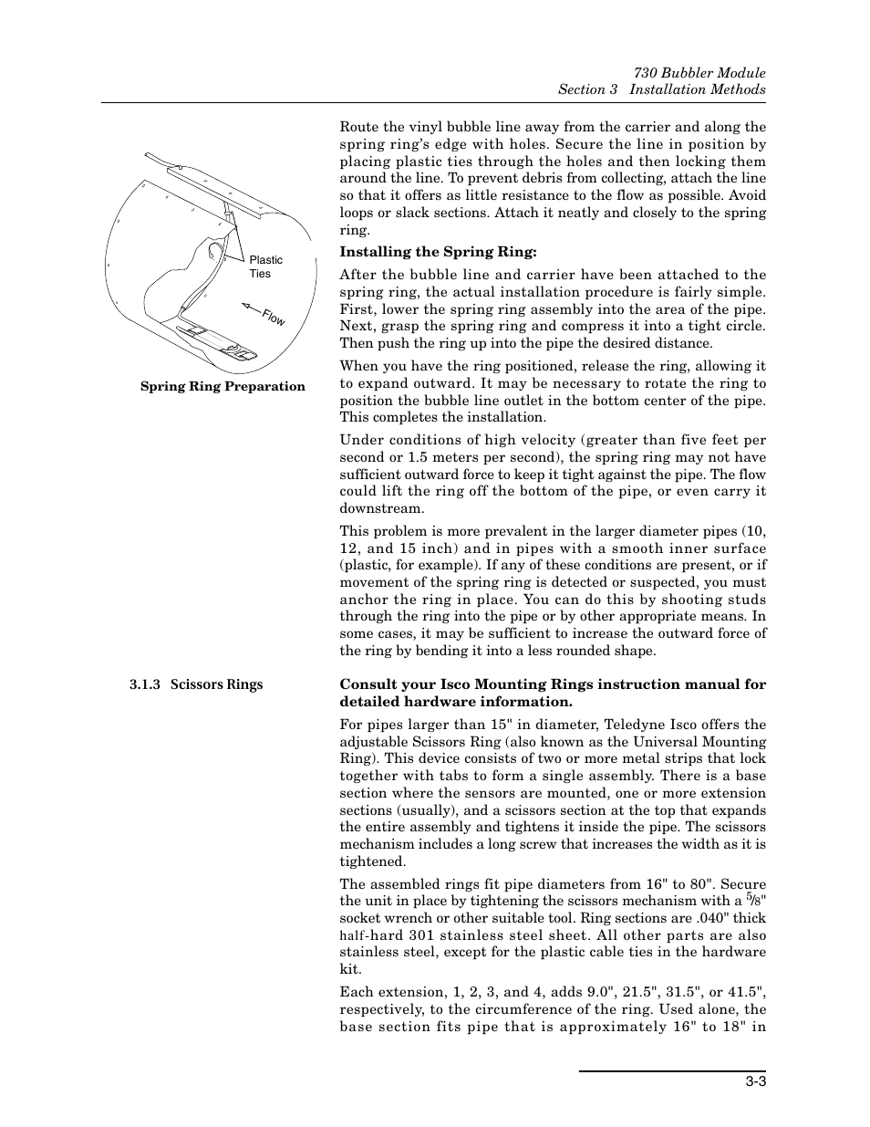 3 scissors rings, 3 scissors rings -3 | Teledyne 730 Bubbler User Manual | Page 23 / 44