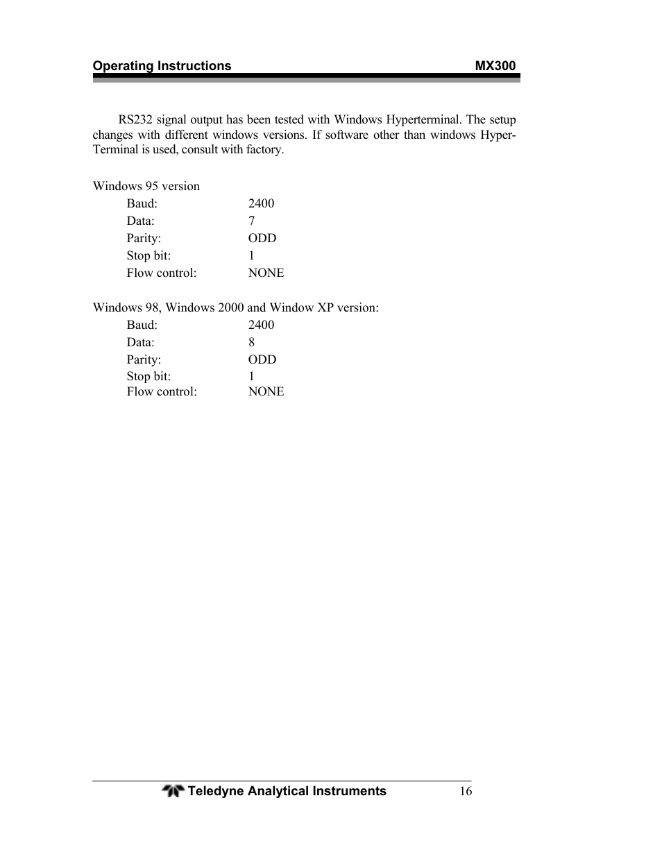 Teledyne MX300 User Manual | Page 24 / 41