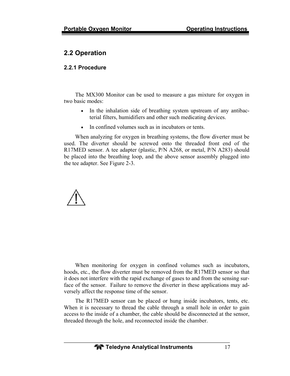 2 operation | Teledyne MX300 User Manual | Page 25 / 41